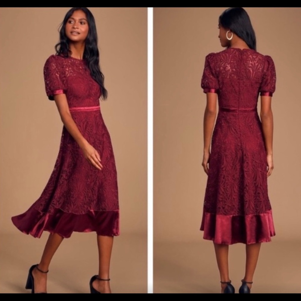 Lulu’s Endless Perfection Burgundy Crochet Dress